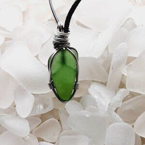 Wire wrapped sea glass necklace